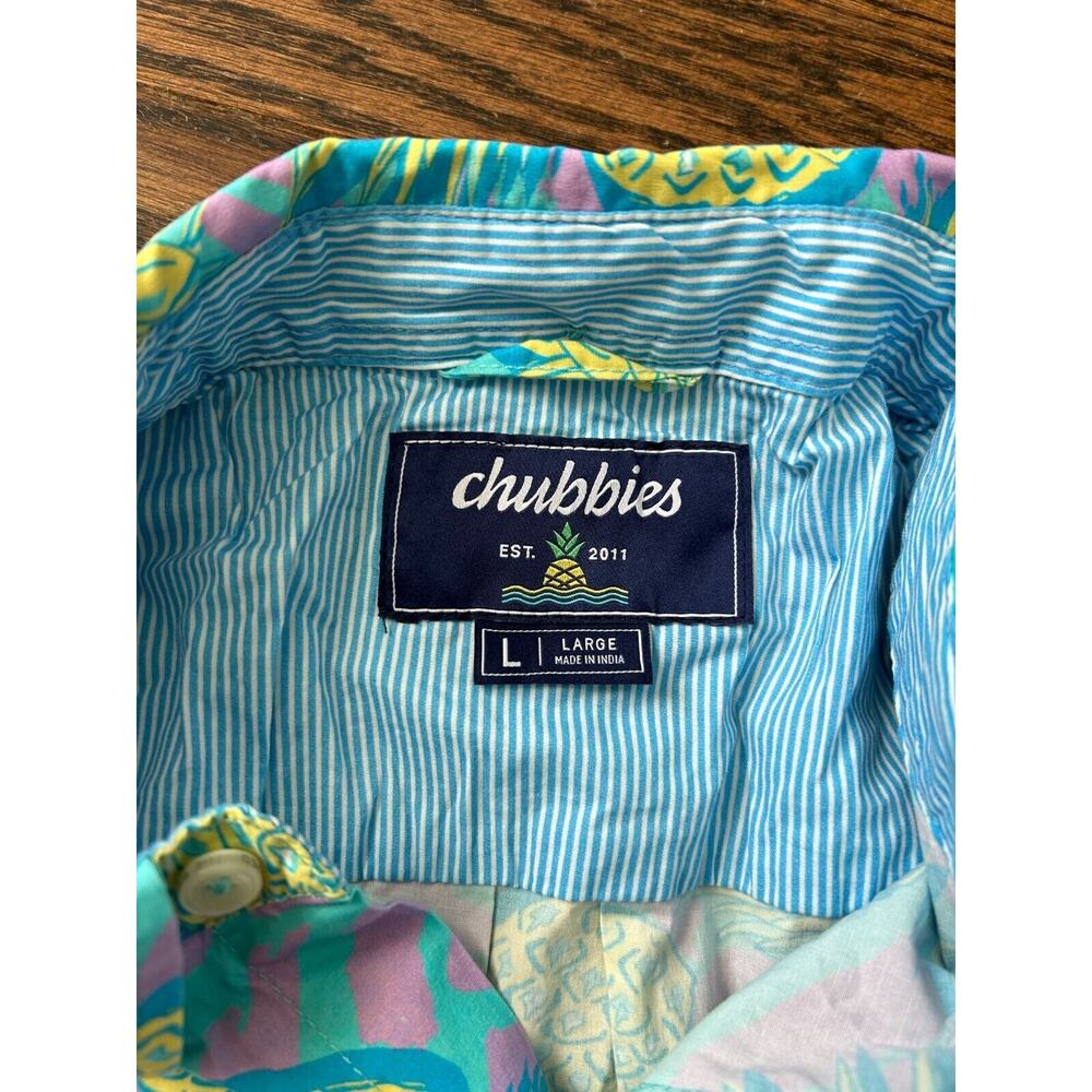 Chubbies Pineapple Friday Shirt‎ Mens Large Multicolor Short Sleeve Button Down - Picture 6 of 7